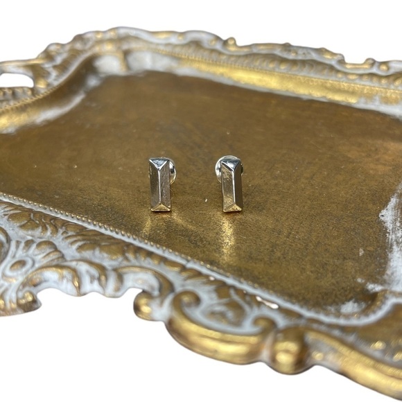 Silver Rectangle Earrings - Picture 1 of 4